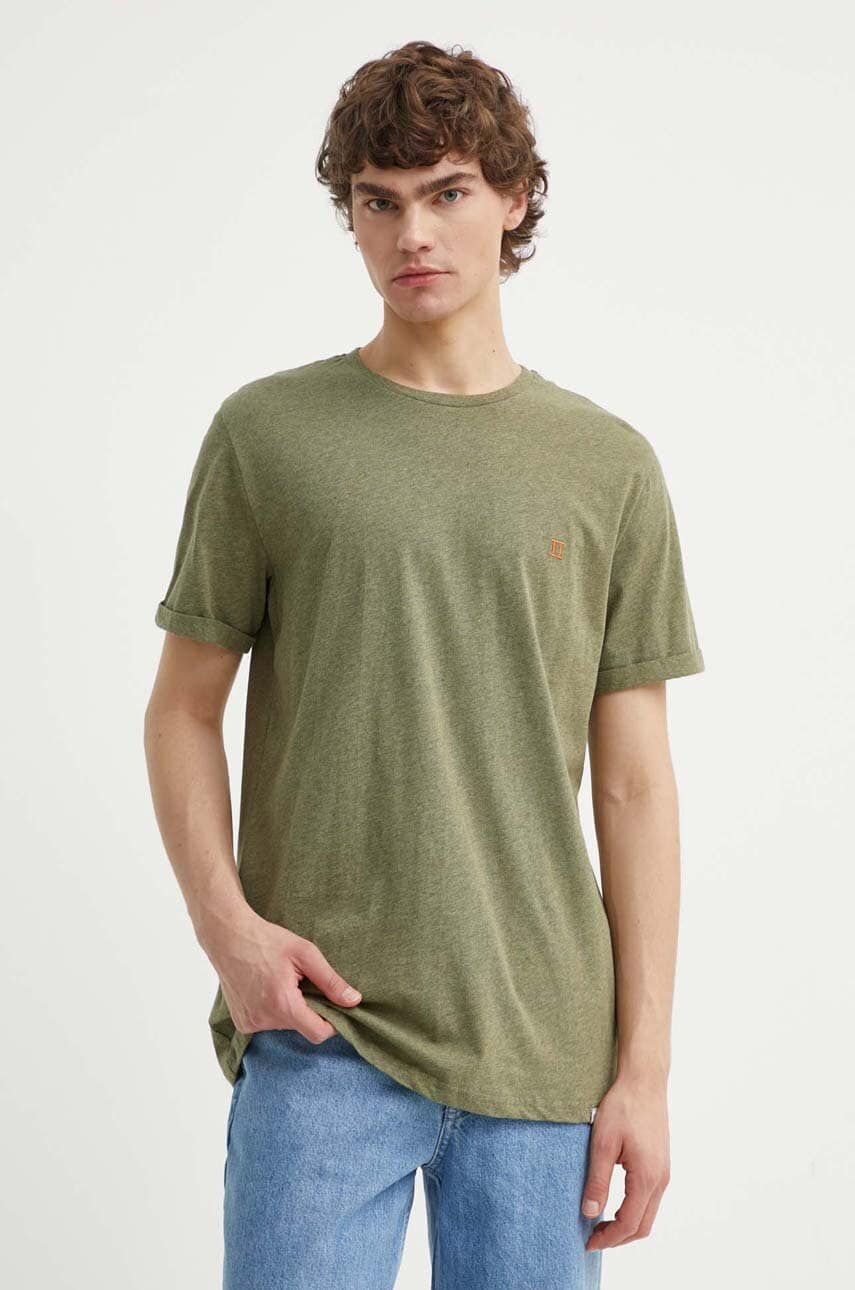 Les Deux tricou din bumbac culoarea verde, neted