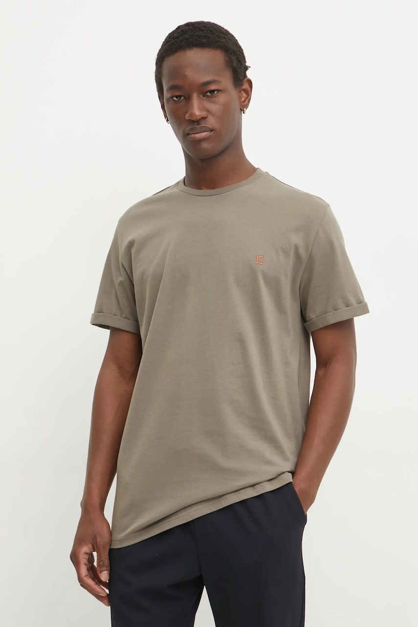 Les Deux tricou din bumbac culoarea verde, neted Les Deux tricou din bumbac culoarea verde, neted