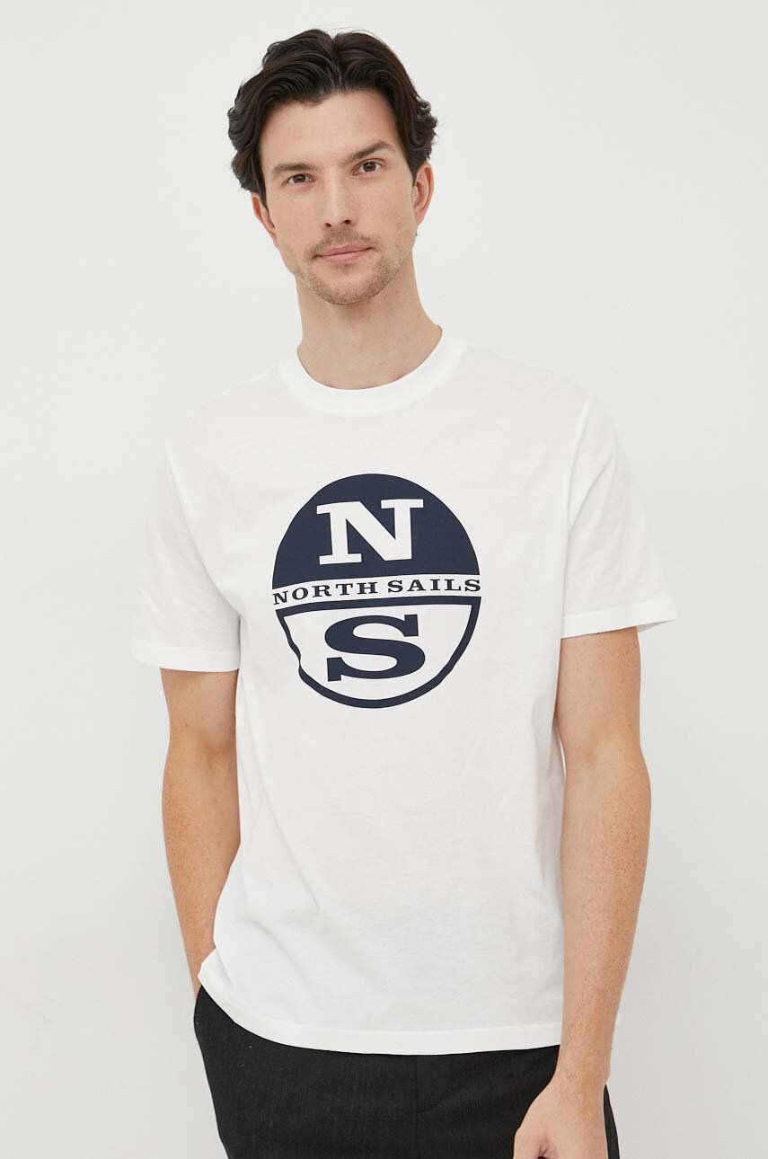 Levně Bavlněné tričko North Sails bílá barva, s potiskem