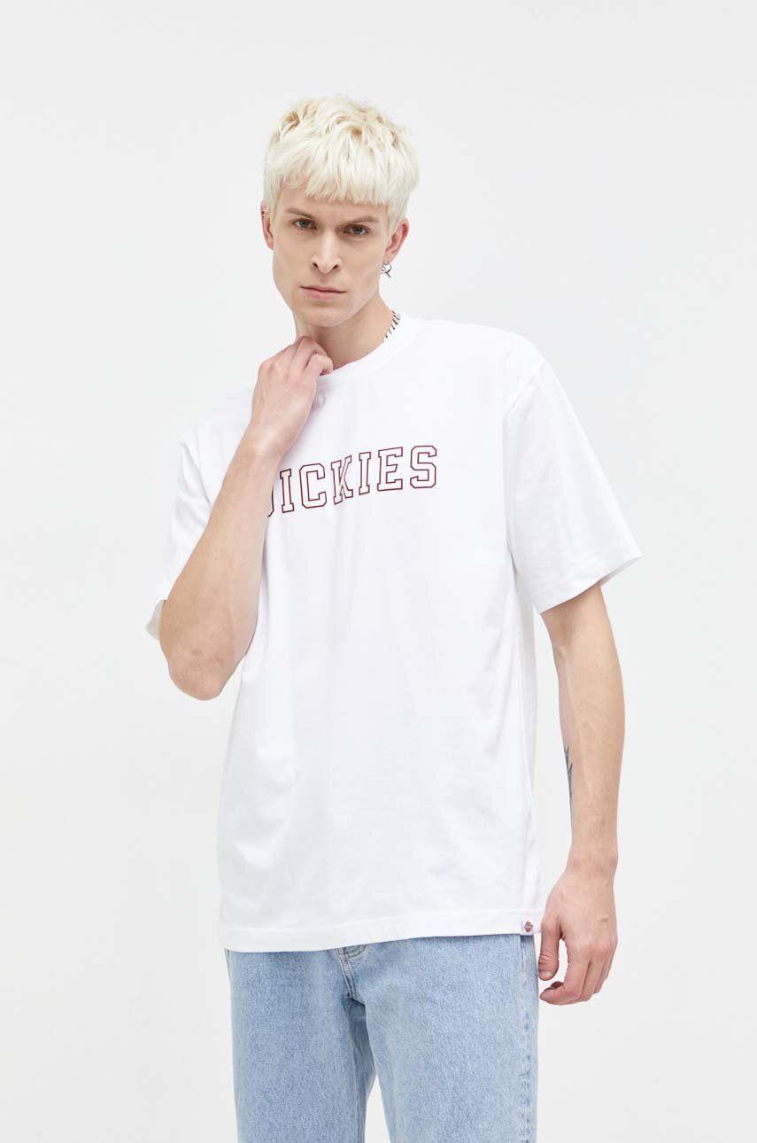

Хлопковая футболка Dickies мужской цвет белый с принтом