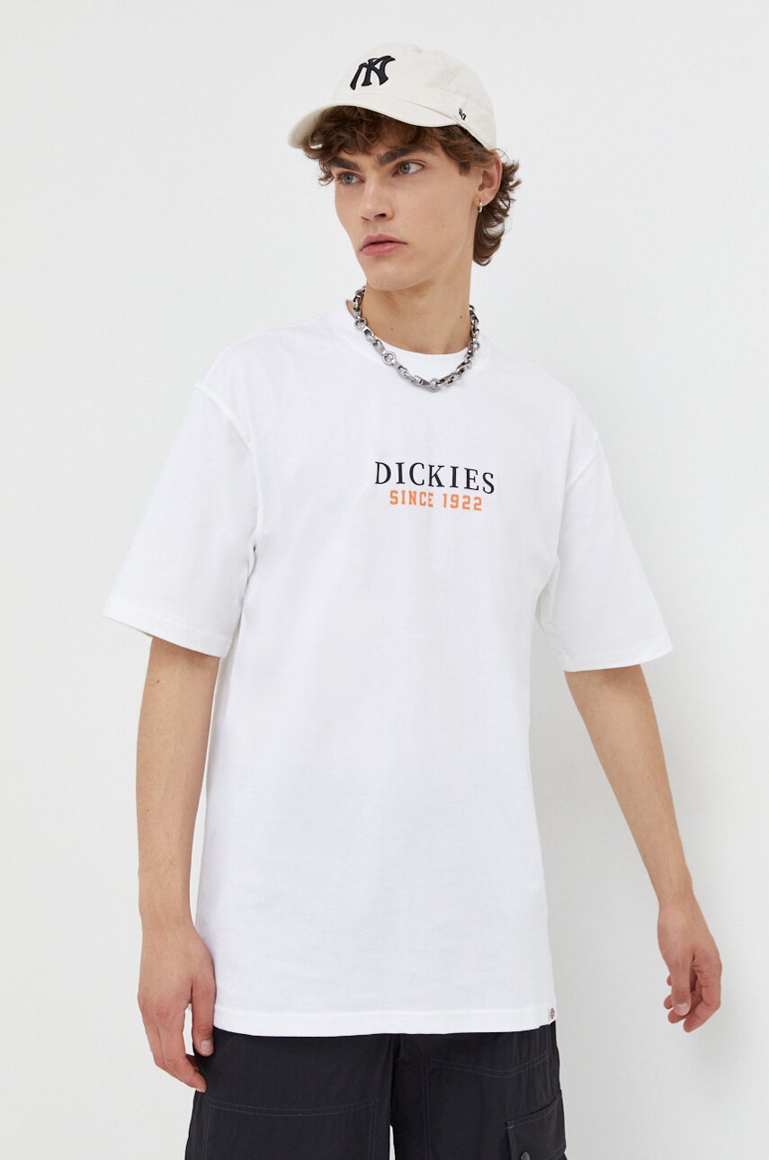 

Бавовняна футболка Dickies колір білий з принтом
