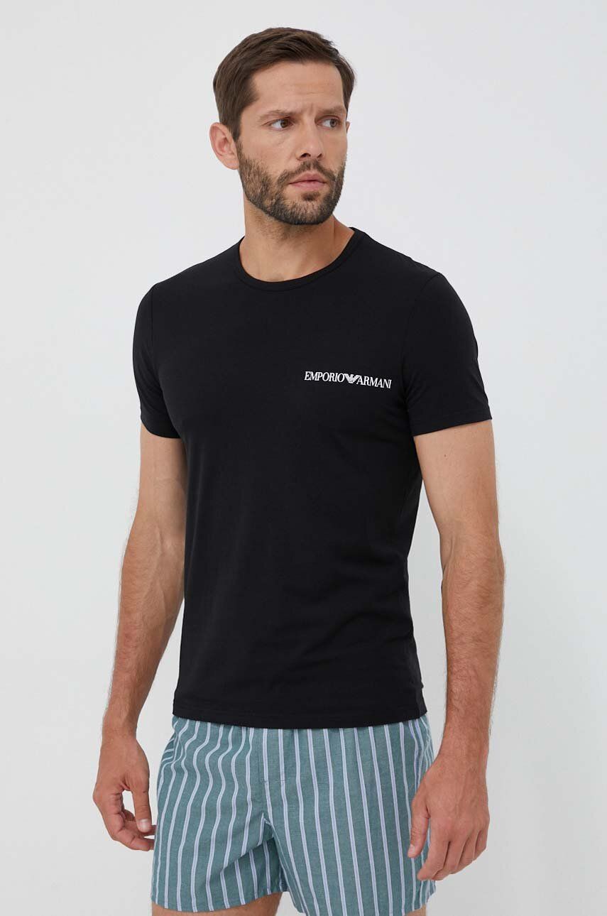 E-shop Tričko Emporio Armani Underwear 2-pack černá barva, s potiskem