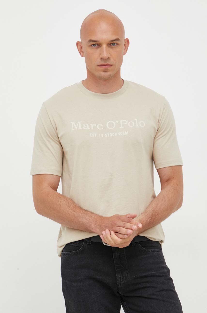 

Бавовняна футболка Marc O'Polo колір бежевий з принтом
