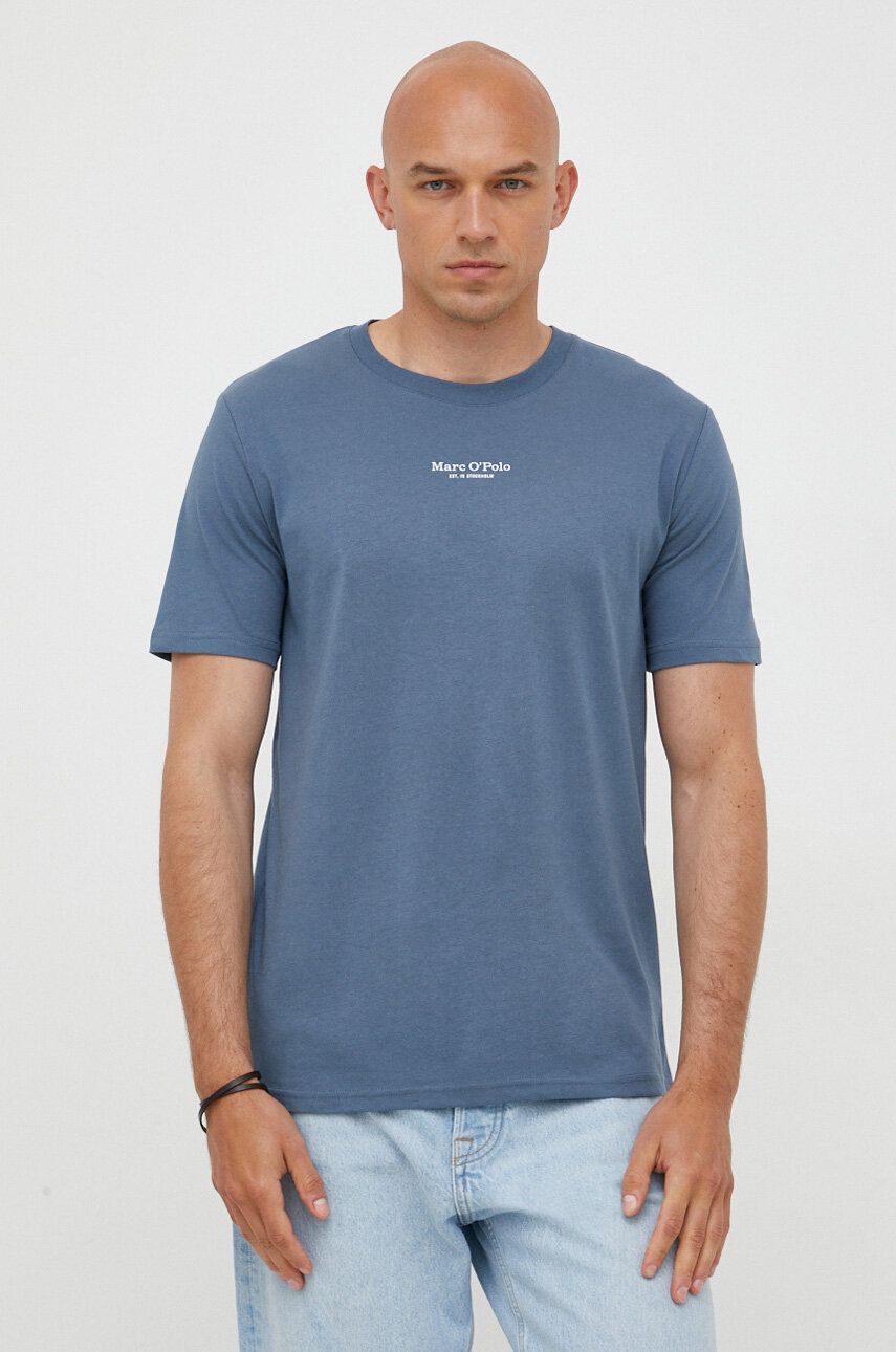 Bavlněné tričko Marc O′Polo s potiskem - modrá -  100 % Bavlna
