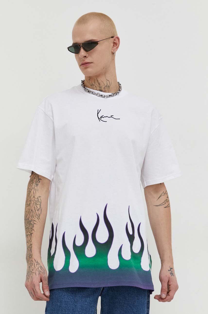 Levně Bavlněné tričko Karl Kani bílá barva, s potiskem