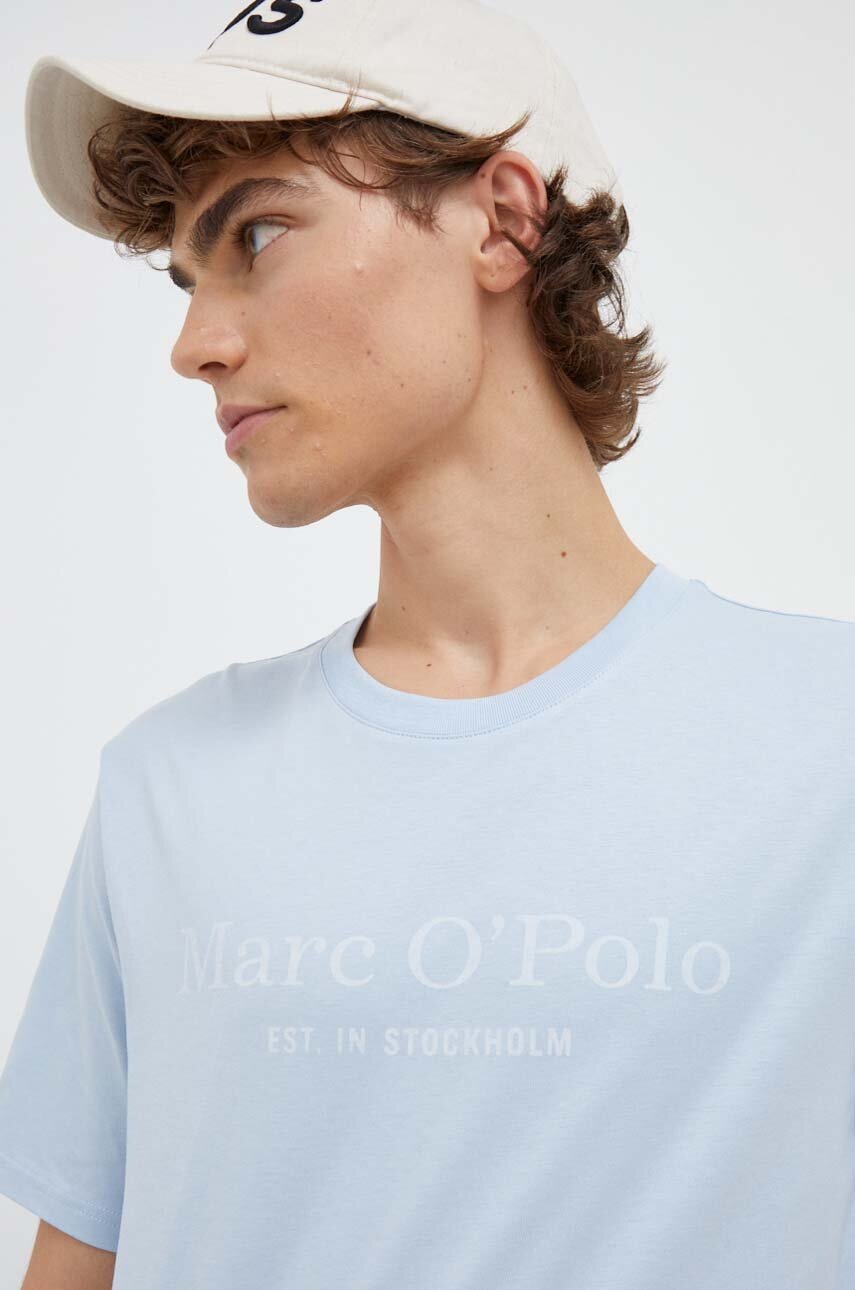 

Памучна тениска Marc O'Polo в синьо с принт, Син