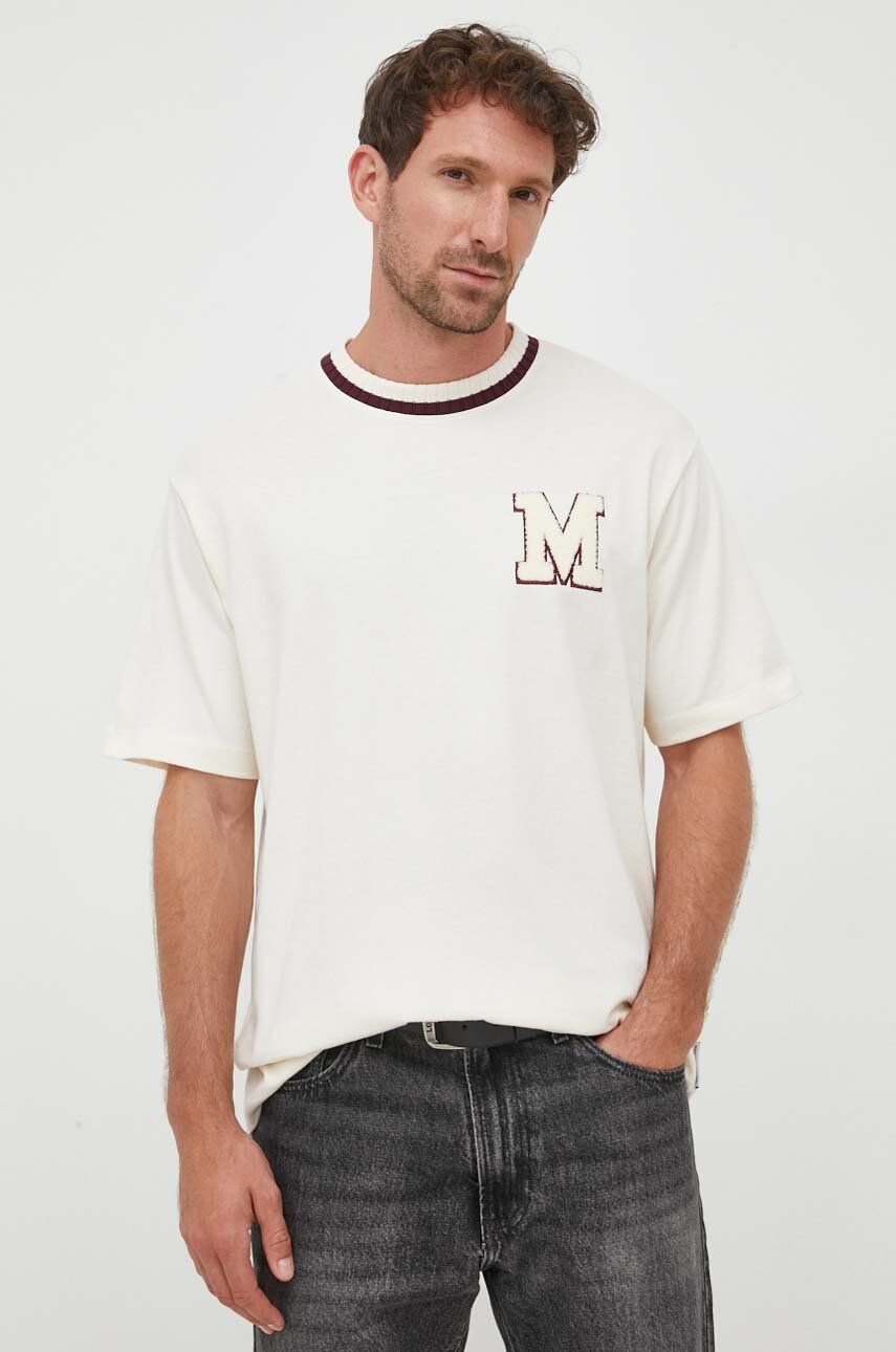 Levně Bavlněné tričko Marc O'Polo DENIM béžová barva, s aplikací
