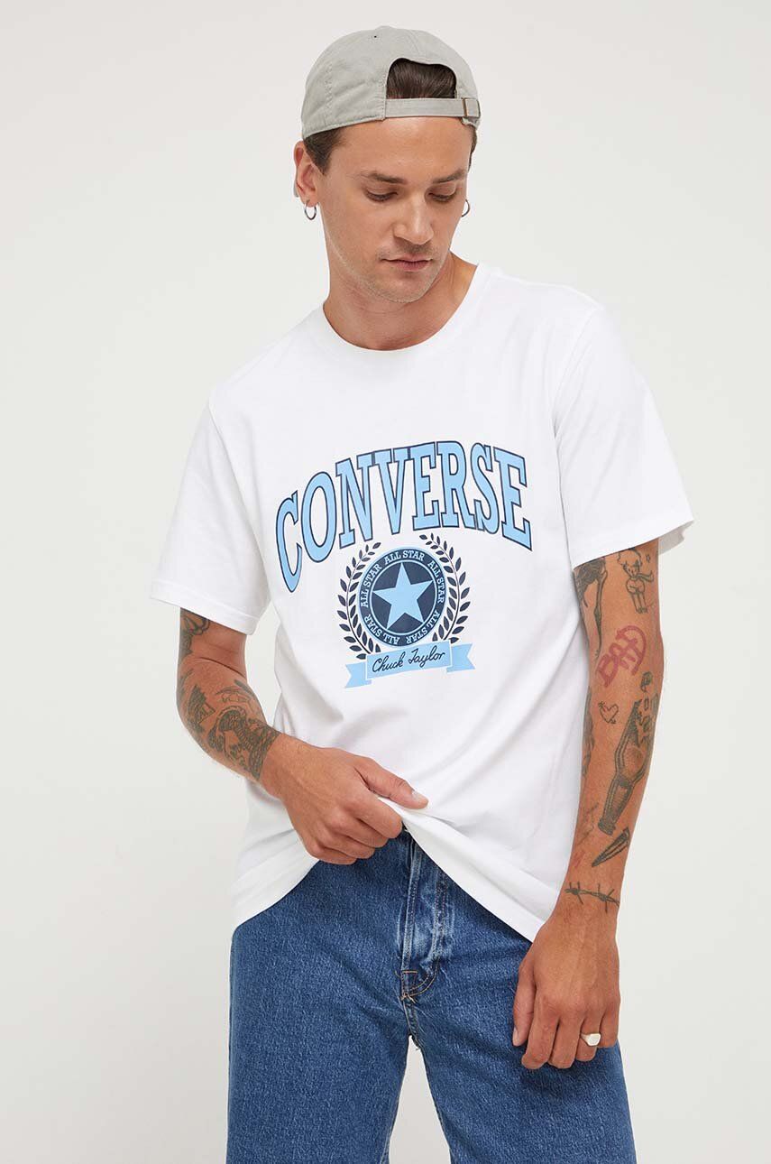 E-shop Bavlněné tričko Converse bílá barva, s potiskem
