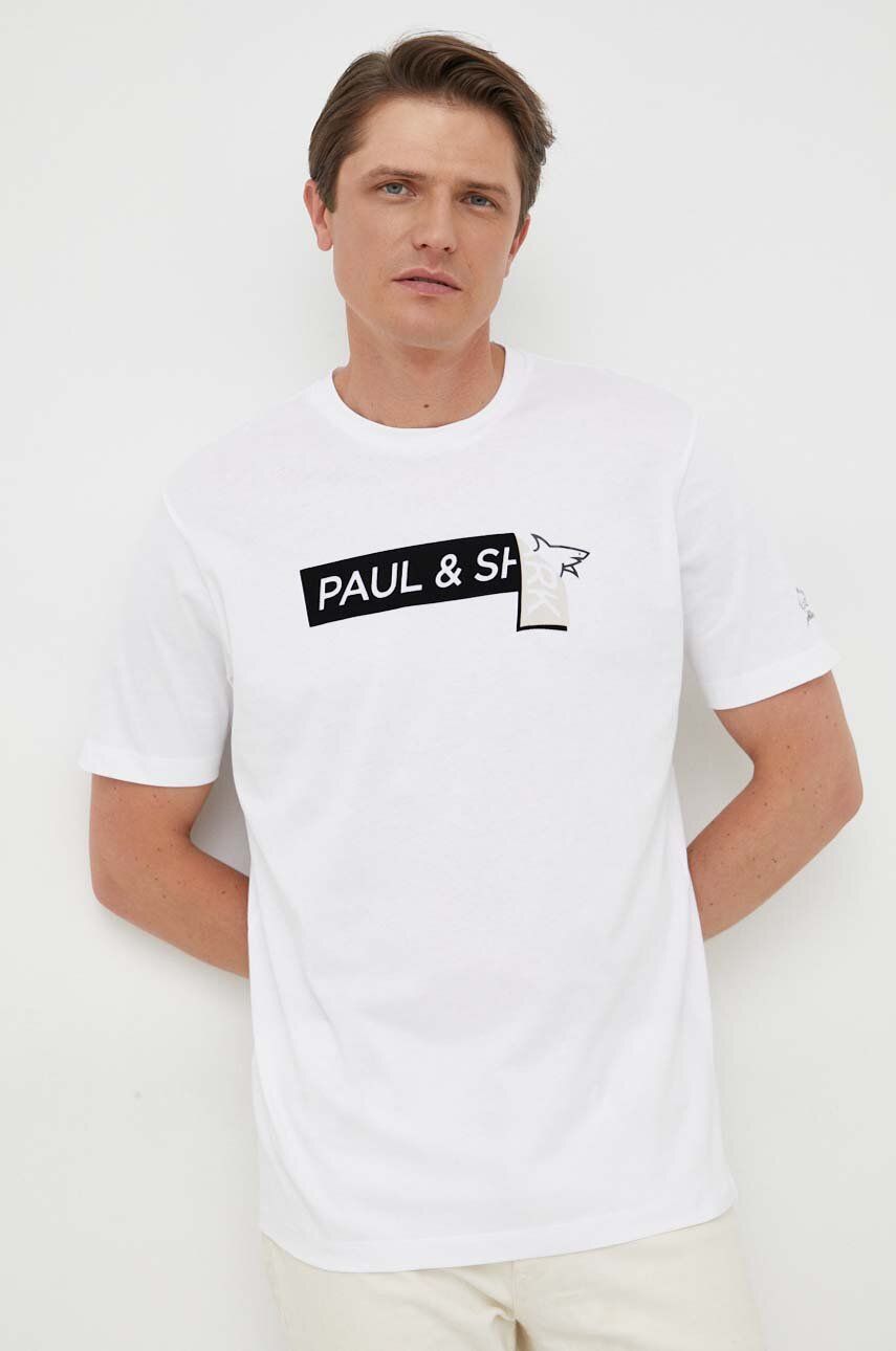 Paul&Shark Tricou Din Bumbac Culoarea Alb, Cu Imprimeu