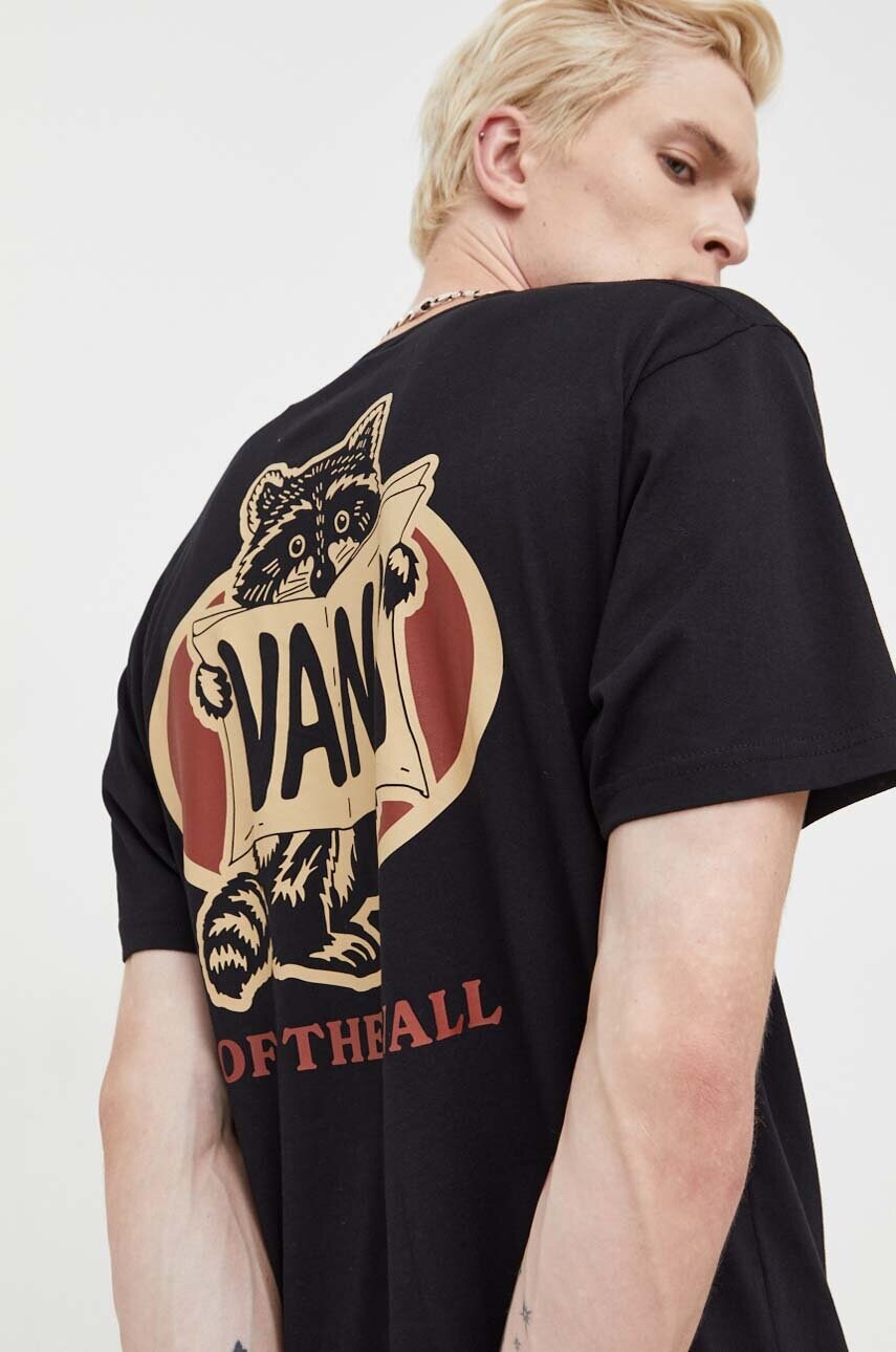 Vans tricou din bumbac culoarea negru, cu imprimeu