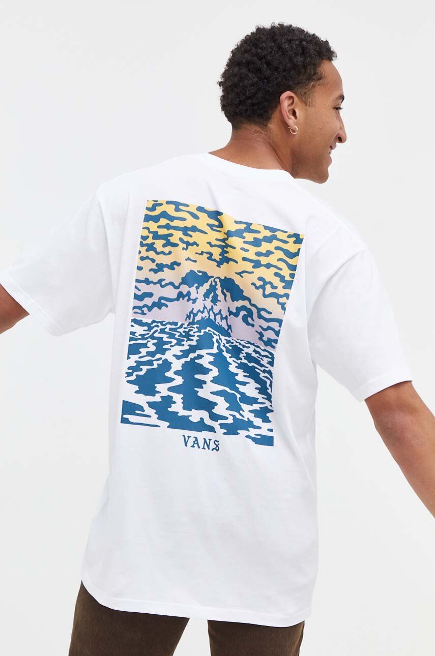 Vans tricou din bumbac culoarea alb, cu imprimeu - Shoppu.ro