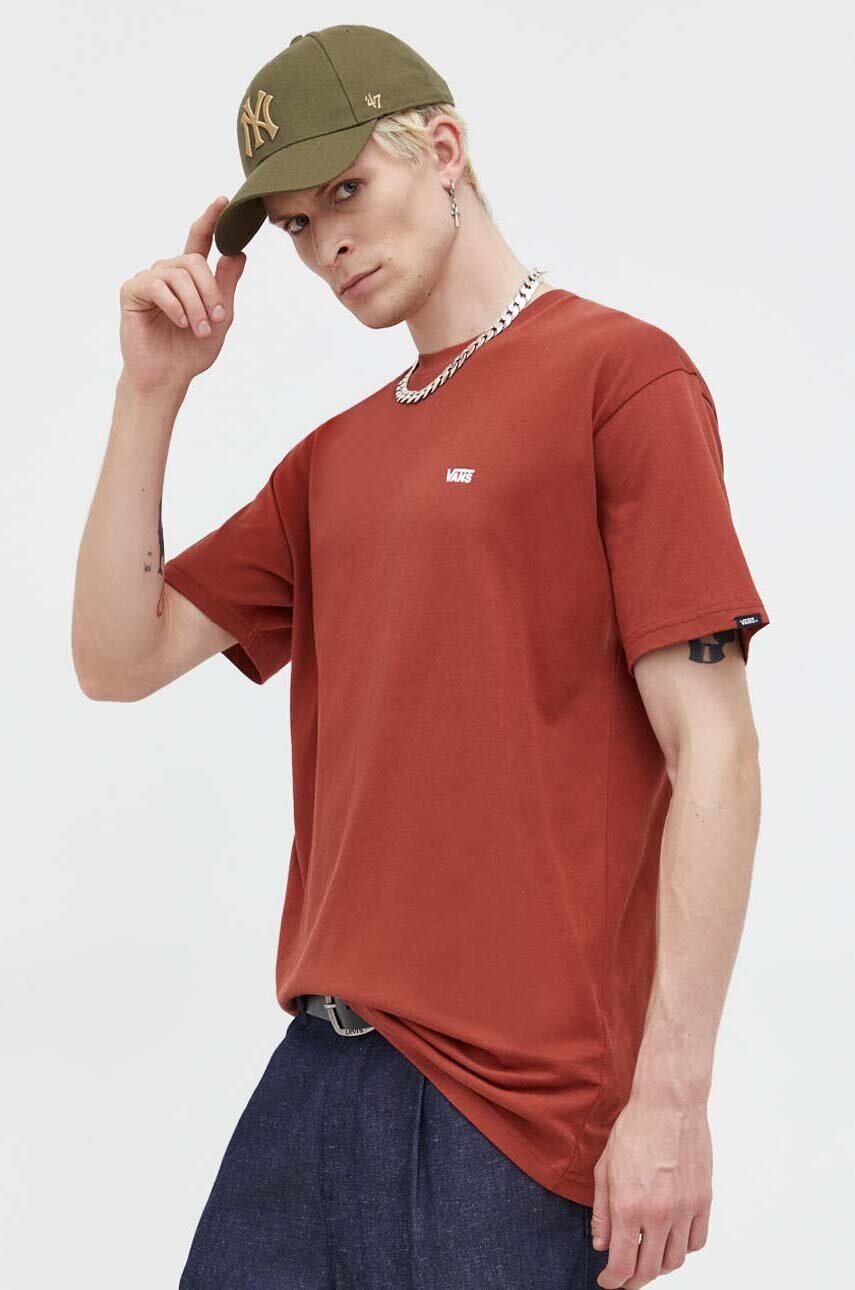 Vans tricou din bumbac culoarea portocaliu, cu imprimeu