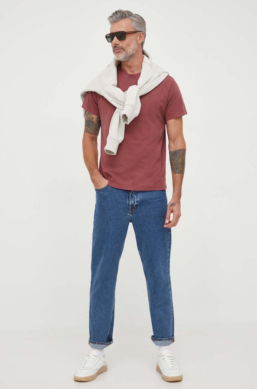 Pepe Jeans tricou din bumbac JAYDEN culoarea bordo, cu imprimeu