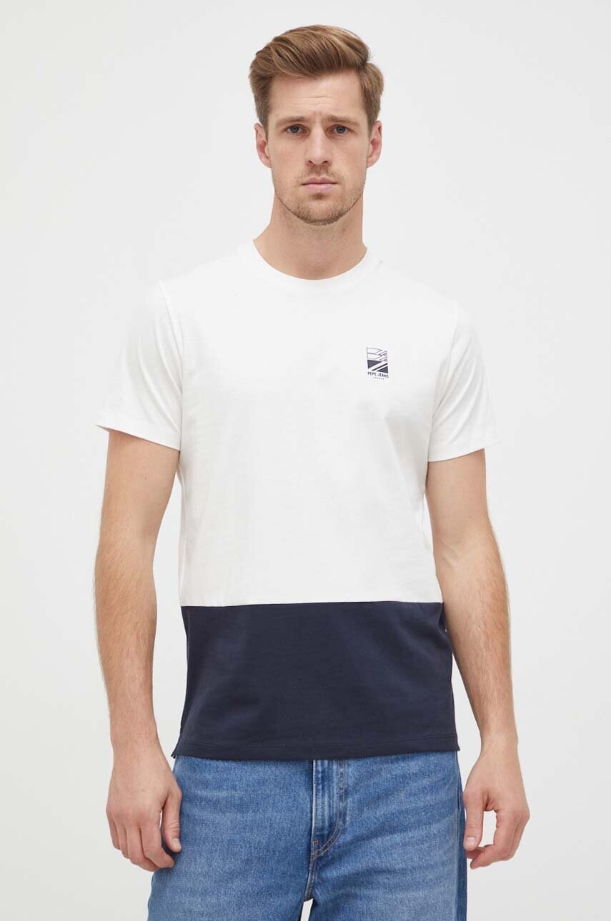 

Хлопковая футболка Pepe Jeans Walter цвет белый узорный