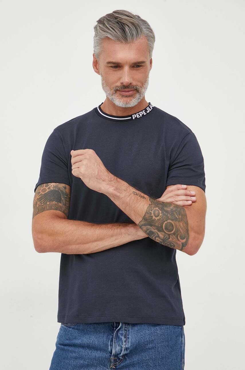 

Хлопковая футболка Pepe Jeans WARIAN цвет синий с принтом