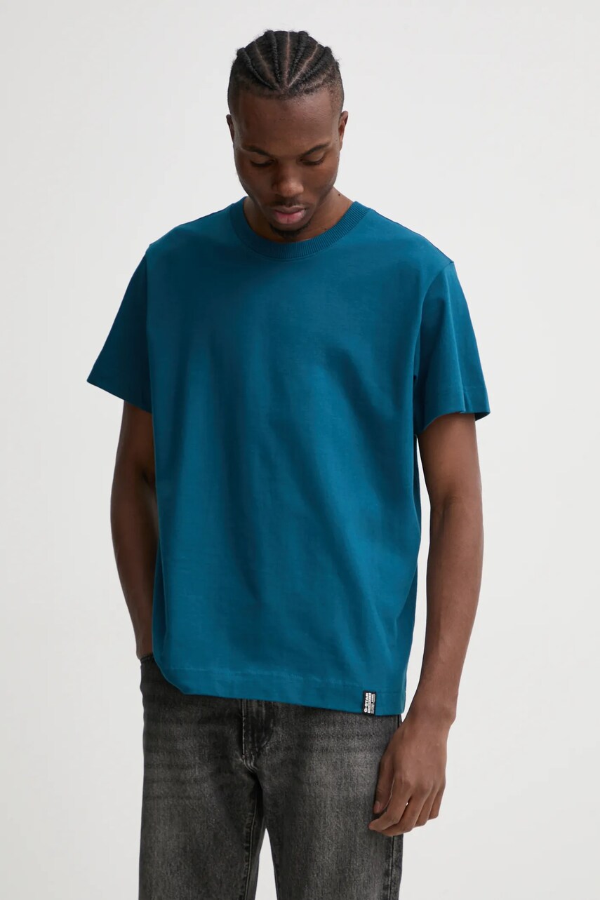 G-Star tricou din bumbac culoarea turcoaz, uni