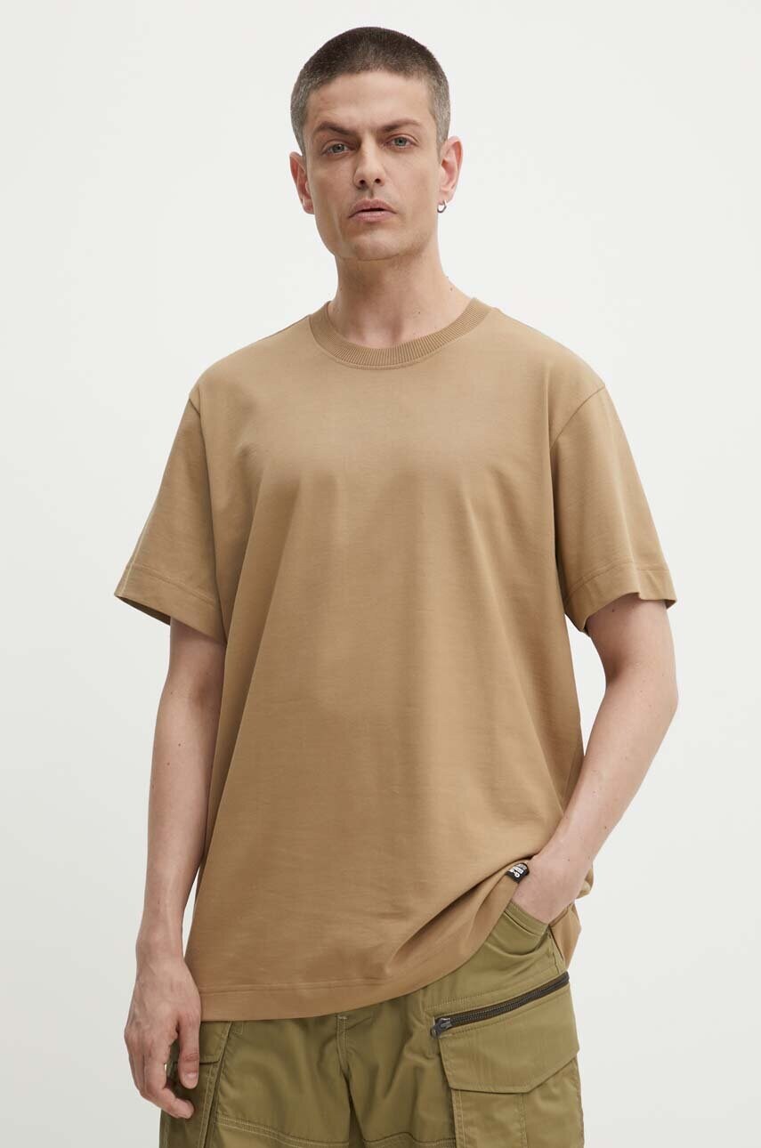 G-Star tricou din bumbac culoarea bej, uni