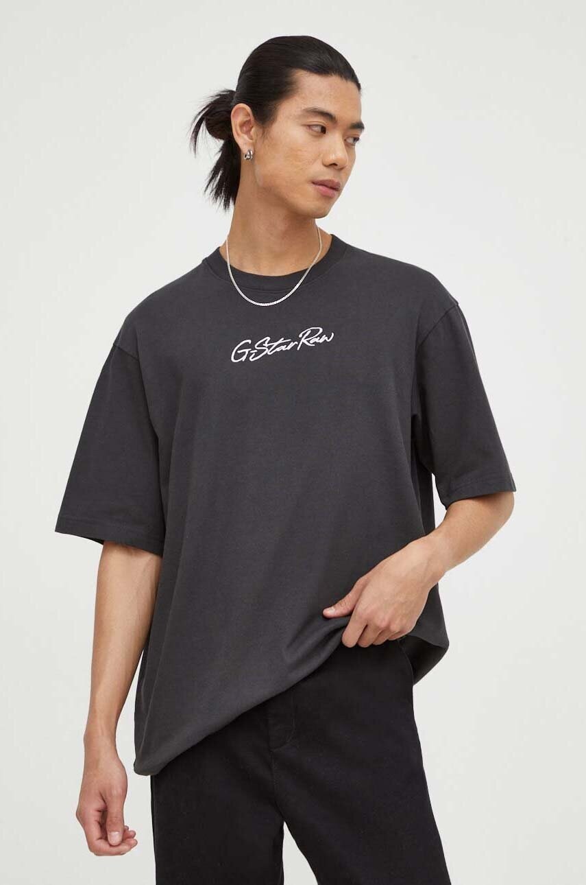 

Бавовняна футболка G-Star Raw колір сірий з аплікацією