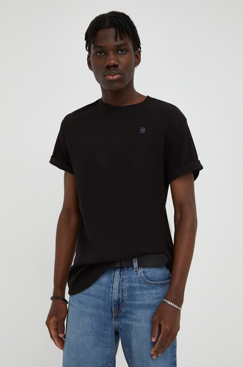 

Тениска G-Star Raw в черно с изчистен дизайн, Черен