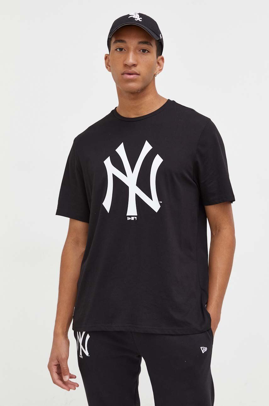 Bavlněné tričko New Era černá barva, s potiskem, NEW YORK YANKEES - černá - 100 % Bavlna