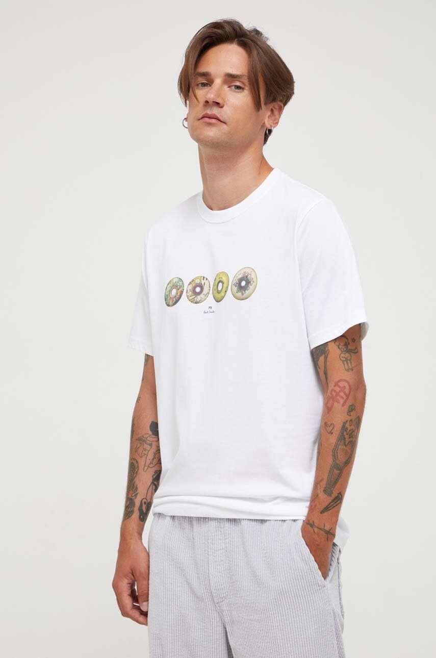 E-shop Bavlněné tričko PS Paul Smith bílá barva, s potiskem