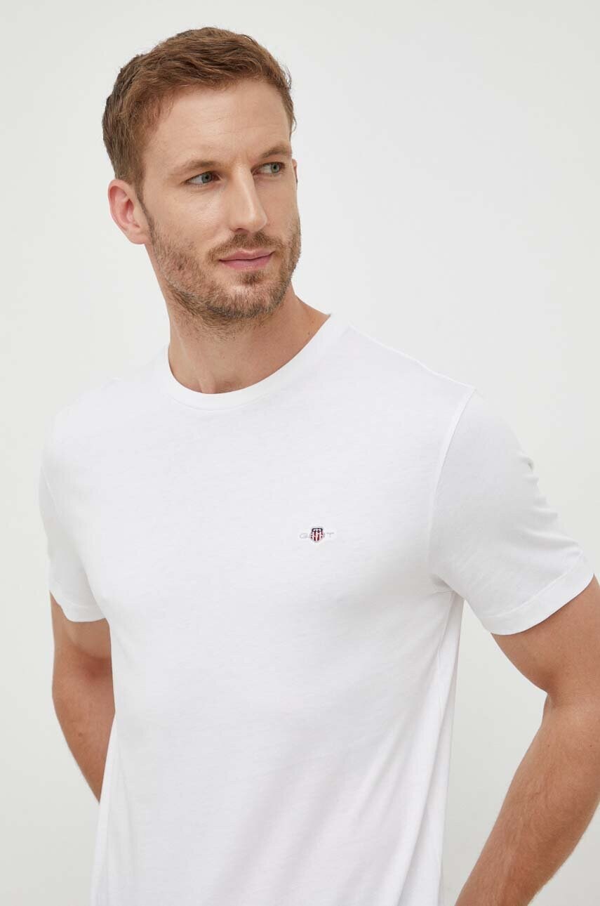 Gant tricou din bumbac culoarea alb, neted