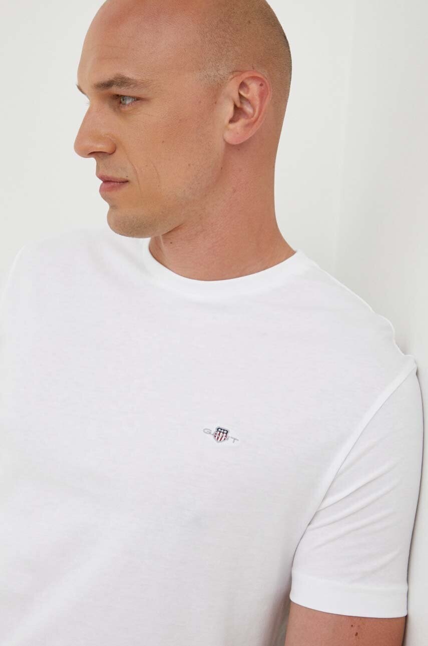 Gant tricou din bumbac culoarea alb, neted