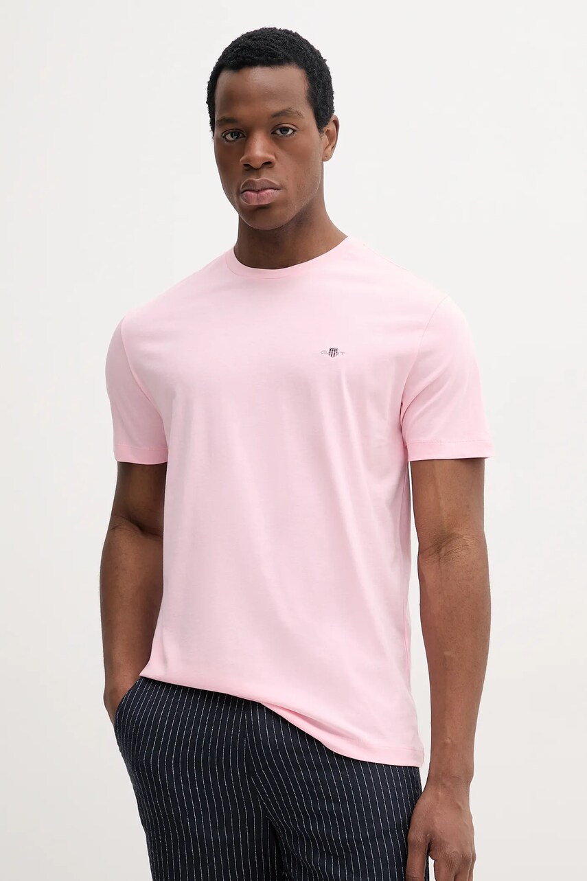 Gant tricou din bumbac barbati, culoarea roz, neted