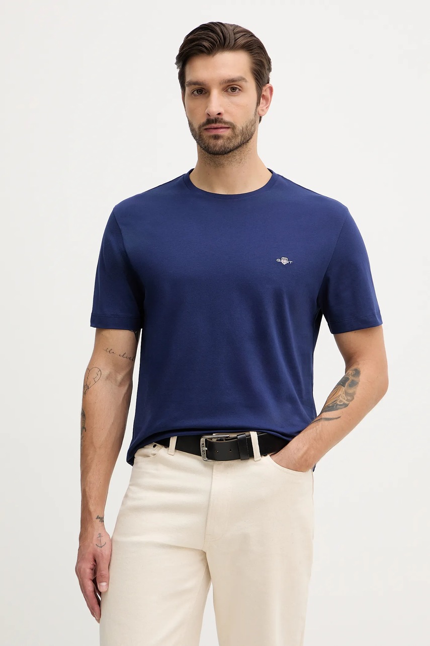 Gant tricou din bumbac culoarea roz, neted