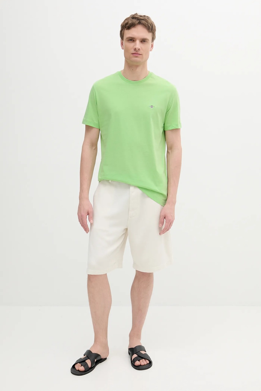 Хлопковая футболка Gant цвет розовый однотонная Хлопковая футболка Gant цвет розовый однотонная