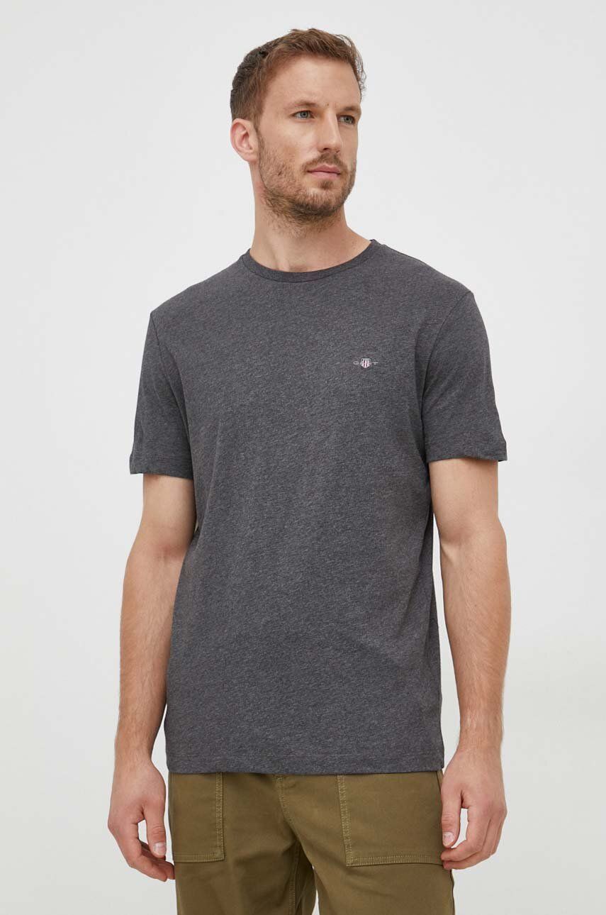 Bavlněné tričko Gant šedá barva - šedá - 100 % Bavlna