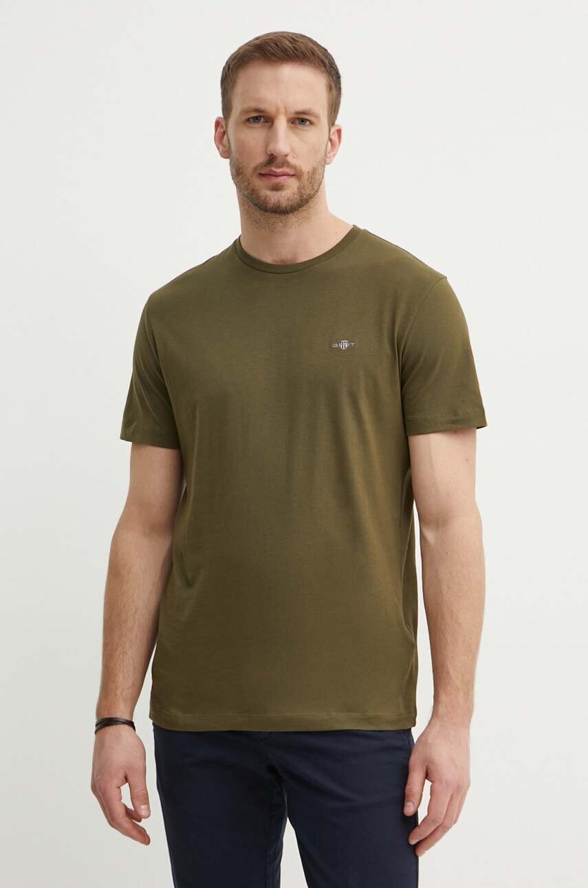 Gant tricou din bumbac barbati, culoarea negru, neted