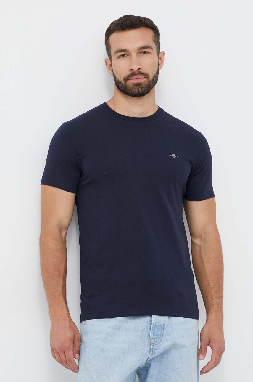 Gant tricou din bumbac culoarea albastru marin, neted