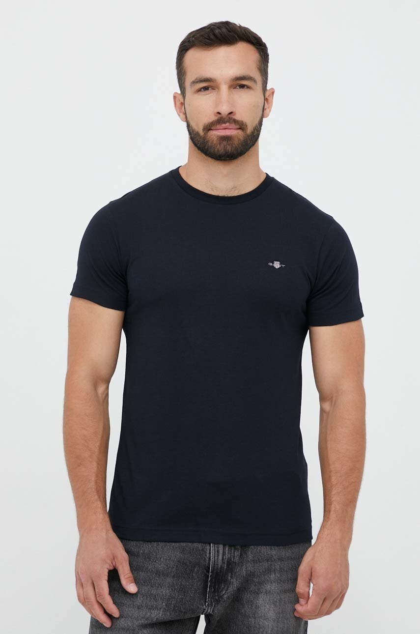 Βαμβακερό μπλουζάκι Gant χρώμα: μαύρο φωτογραφία