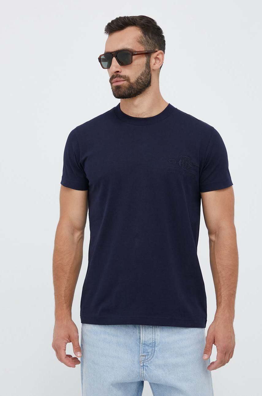 Gant tricou din bumbac culoarea albastru marin, cu imprimeu