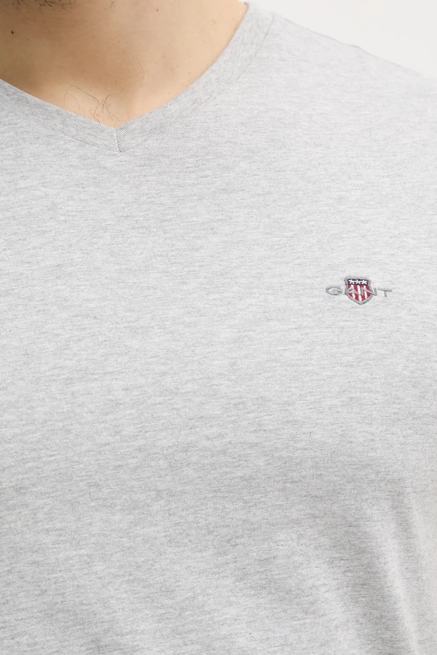 Βαμβακερό μπλουζάκι Gant ανδρικά, χρώμα: γκρι φωτογραφία