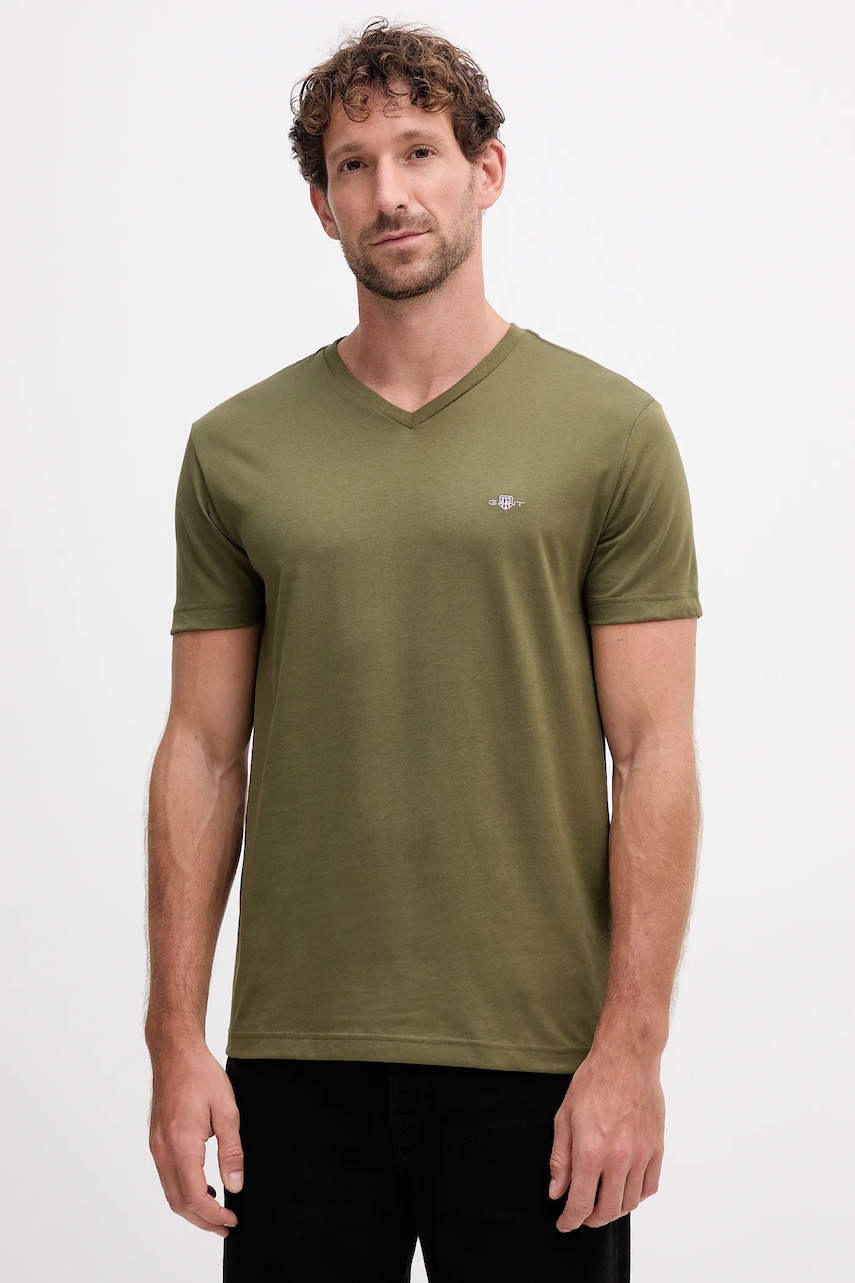 Gant tricou din bumbac culoarea negru, neted