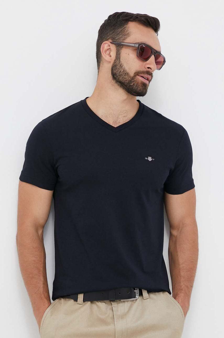 Gant tricou din bumbac culoarea negru, neted