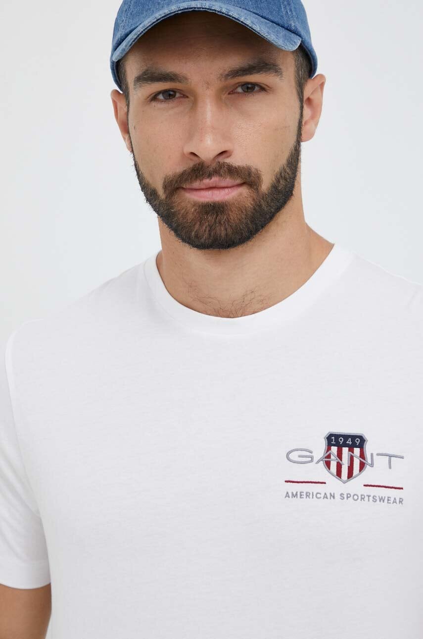 Gant tricou din bumbac culoarea alb, cu imprimeu