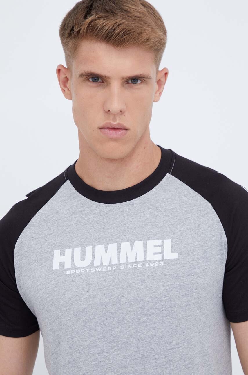 

Футболка Hummel мужской цвет серый с принтом