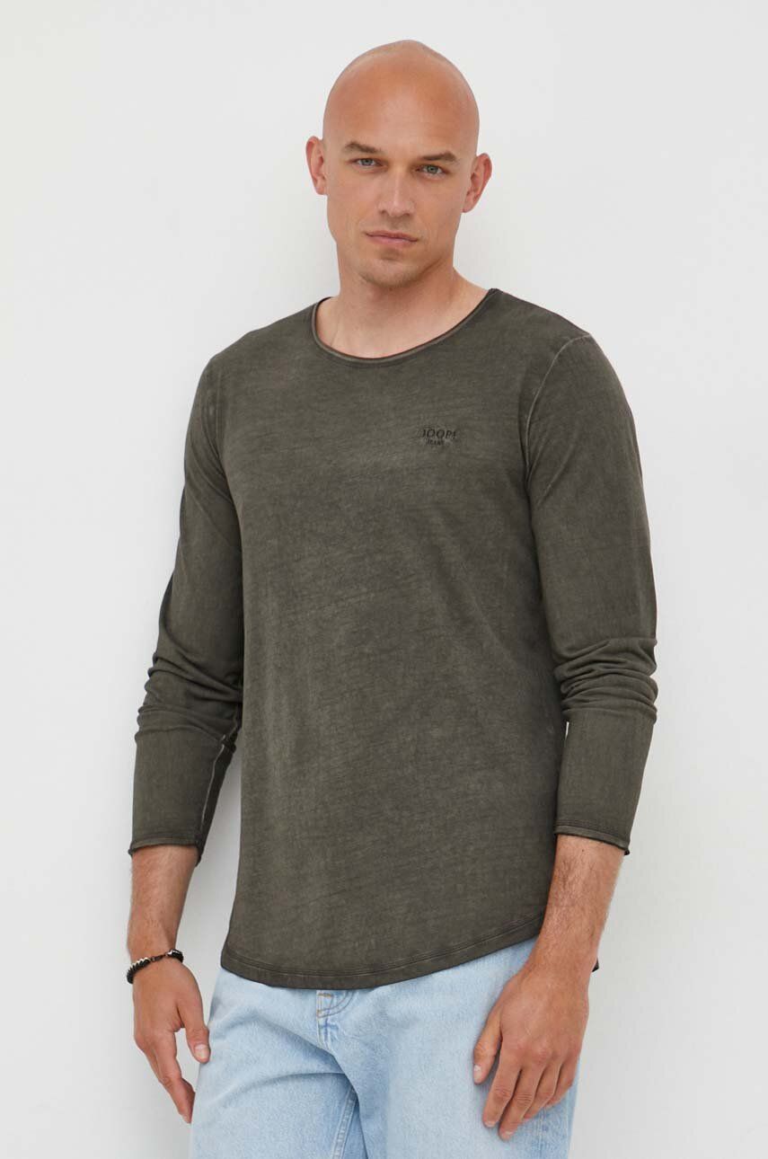 Joop! Longsleeve Din Bumbac Culoarea Gri, Modelator