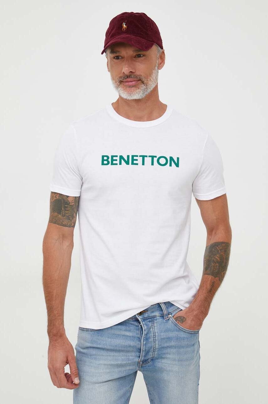 

Бавовняна футболка United Colors of Benetton колір білий з принтом