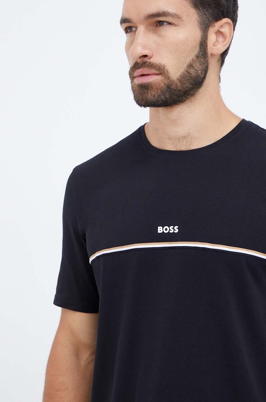 

Футболка лаунж BOSS цвет чёрный с принтом