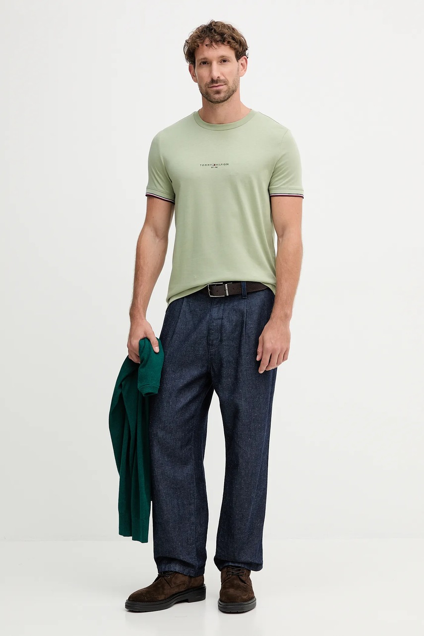 Хлопковая футболка Tommy Hilfiger цвет синий с аппликацией MW0MW32584