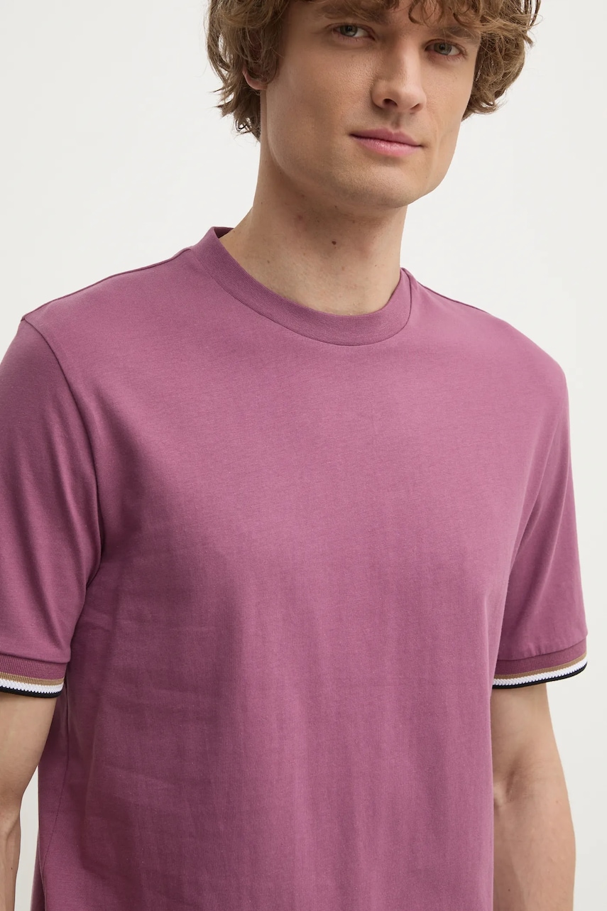 BOSS tricou din bumbac culoarea roz, neted