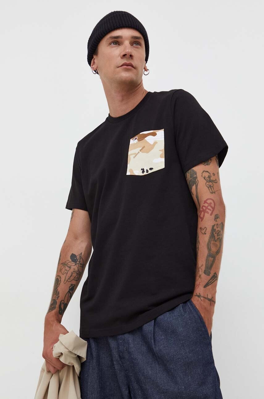 

Бавовняна футболка Tommy Jeans колір чорний візерунок