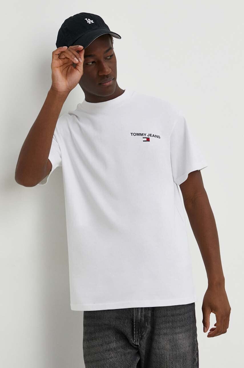 

Бавовняна футболка Tommy Jeans колір білий однотонний
