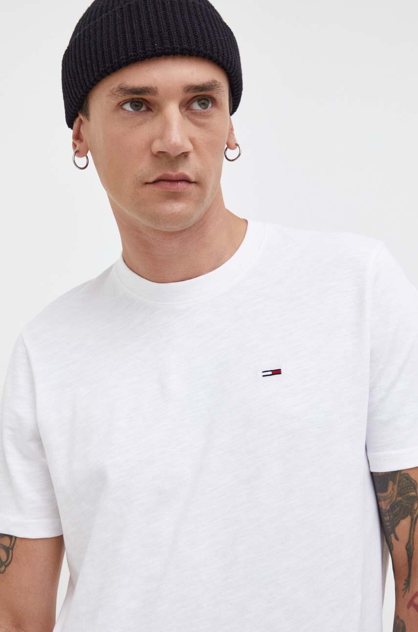 

Бавовняна футболка Tommy Jeans колір білий однотонний