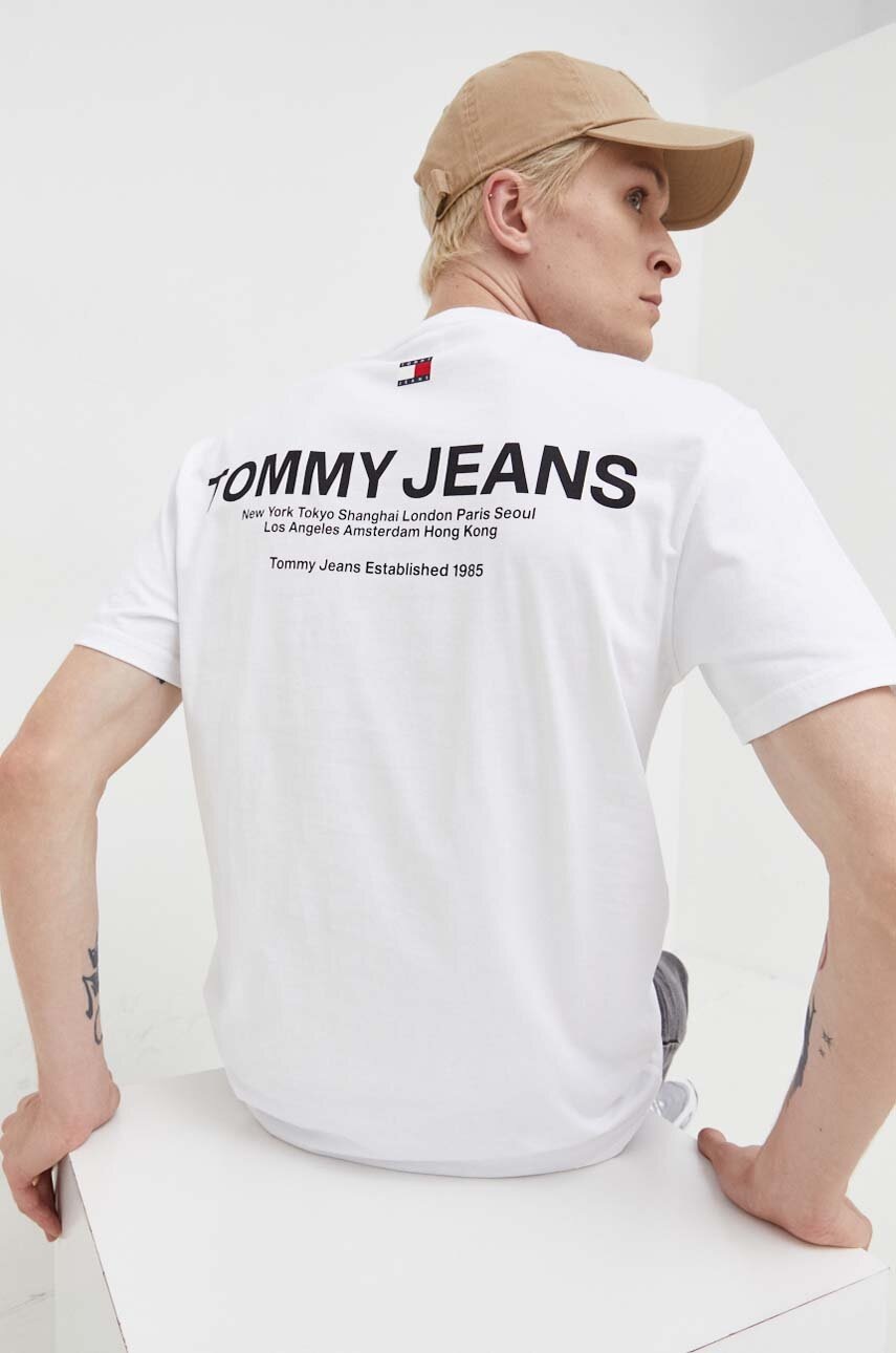 

Бавовняна футболка Tommy Jeans колір білий з принтом