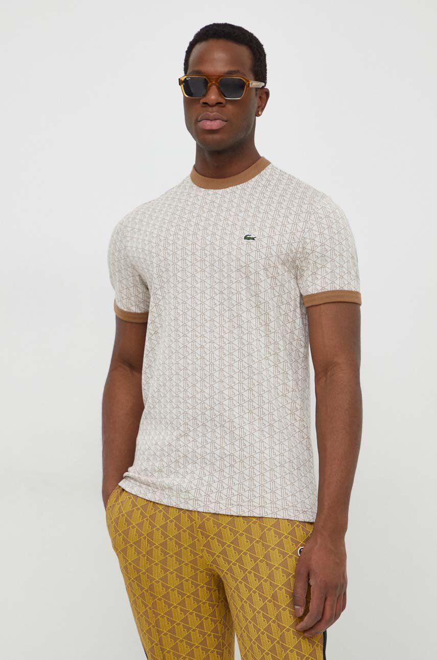 Bavlněné tričko Lacoste béžová barva - béžová - Hlavní materiál: 100 % Bavlna Stahovák: 99 % Ba